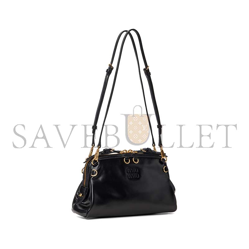 MIU MIU BLACK SOFTY SHINE BAG  5BF131 (24*14*8.5cm)